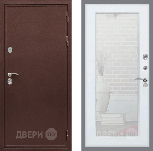 Входная металлическая Дверь Рекс (REX) 5 металл 3 мм Зеркало Пастораль Силк Сноу в Наро-Фоминске