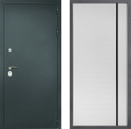 Дверь Дверной континент Рубикон Серебро Дизайн ФЛ-757 Черное Стекло Софт милк 860х2050 мм