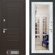 Дверь Лабиринт (LABIRINT) Мегаполис Зеркало Фацет с багетом Белый софт 960х2050 мм