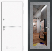 Дверь Лабиринт (LABIRINT) Лайн White Зеркало 18 Бетон светлый 860х2050 мм