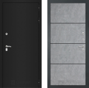 Дверь Лабиринт (LABIRINT) Classic шагрень черная 25 Бетон светлый 860х2050 мм