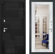 Дверь Лабиринт (LABIRINT) Pazl Зеркало Фацет с багетом Белый софт 860х2050 мм