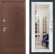 Дверь Лабиринт (LABIRINT) Термо Лайт Зеркало Фацет с багетом Белый софт 960х2050 мм