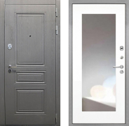 Дверь Интекрон (INTECRON) Брайтон Графит ФЛЗ-120-М Зеркало Белый матовый 960х2050 мм